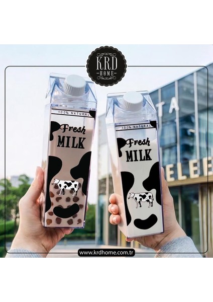 1 Adet Pleksi Mika Şeffaf Süt Şişesi Kutusu Şişe 500 ml