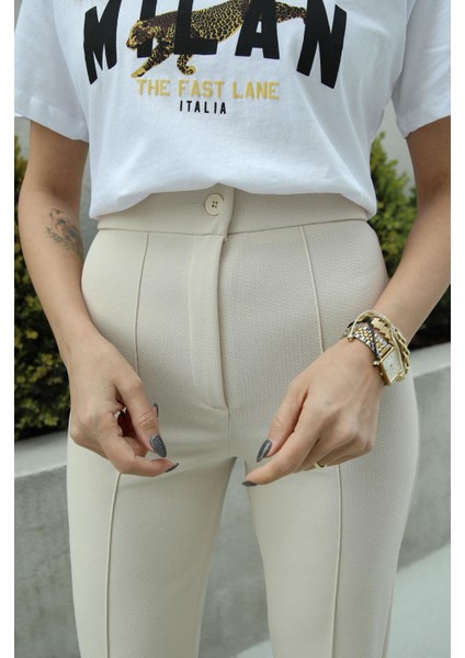 Taş Rengi Biyeli Palazzo Pantolon fırsatları