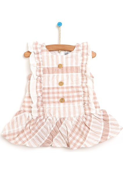 HelloBaby Basic Kız Bebek Düğmeli Fırfırlı Elbise Kız Bebek