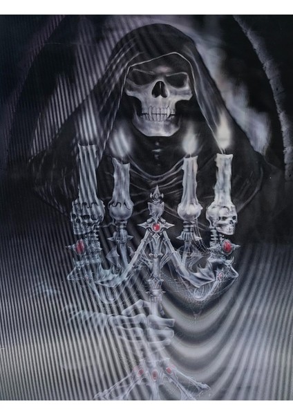 5d Elmas Boyama 3 Farklı Resim Değişenli Halloween Iskelet Tablosu 30X40 cm (Lisinya)