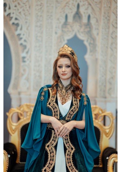 Yeşil Gold Kaftan Bindallı YŞL19