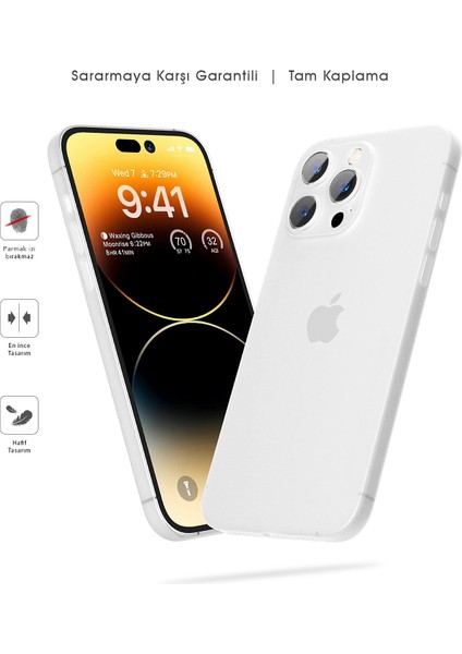 Iphone 14 Pro Mat Kılıf, Pürüzsüz Sararmaz Ultra Ince