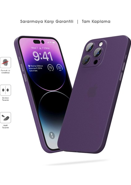 Iphone 14 Pro Max Mat Kılıf, Pürüzsüz Sararmaz Ultra Ince