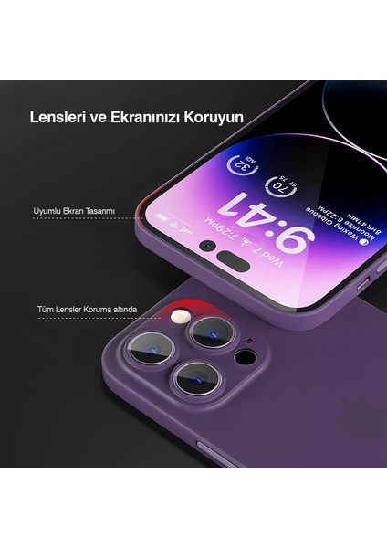 Iphone 14 Pro Max Mat Kılıf, Pürüzsüz Sararmaz Ultra Ince