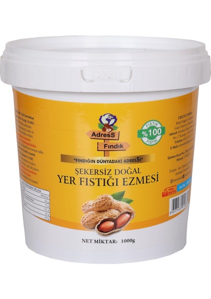 2 kg Şekersiz Katkısız % 100 Fıstık Ezmesi (2 x 1000 gr)