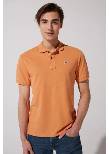 Regular Fit Normal Kesim Polo Yaka İndigo Tişört