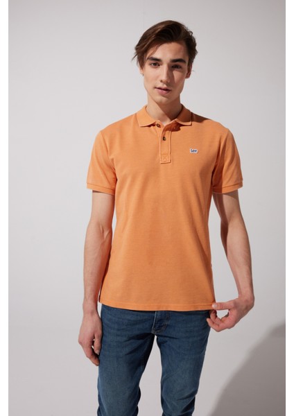 Regular Fit Normal Kesim Polo Yaka İndigo Tişört