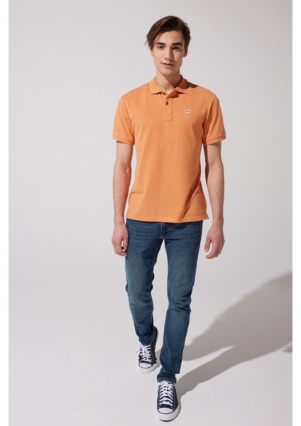 Regular Fit Normal Kesim Polo Yaka İndigo Tişört