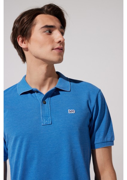 Regular Fit Normal Kesim Polo Yaka Mavi Tişört