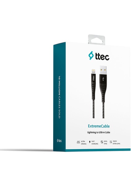 2DKX01LS Extremecable Ekstra Dayanıklı 150CM Şarj Kablosu Siyah