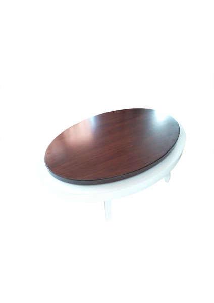 Döner Orta Sehpa Oval Rus Tarz Model Kayın Retro Ayak Mdf Tabla Parlak Beyaz Füme Cam El Yapım fiyatları
