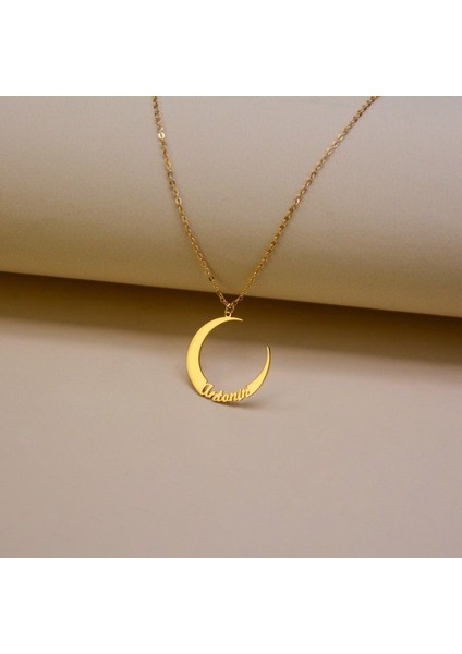 925 Ayar Gümüş Hilal Isim Kolye