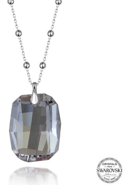 Stil Love Swarovski Crystal Taşlı Top Zincir Baget Gümüş Kadın Kolye