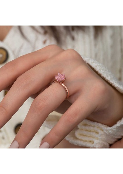 Gümüş Rose Pembe Lotus Çiçeği Yüzük fiyatları