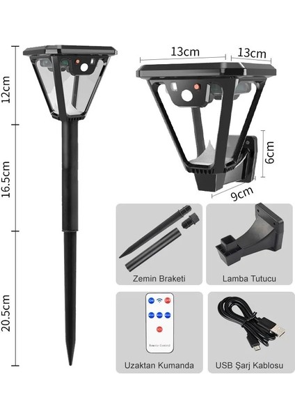 HS-V83 Solar Sensörlü 100 Smd Ledli 3 Modlu Bahçe ve Duvar Lambası