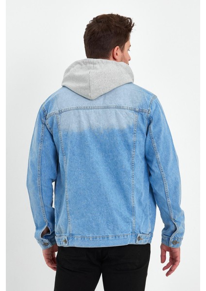 Kapüşonlu Kot Mont Açık Mavi indirimleri