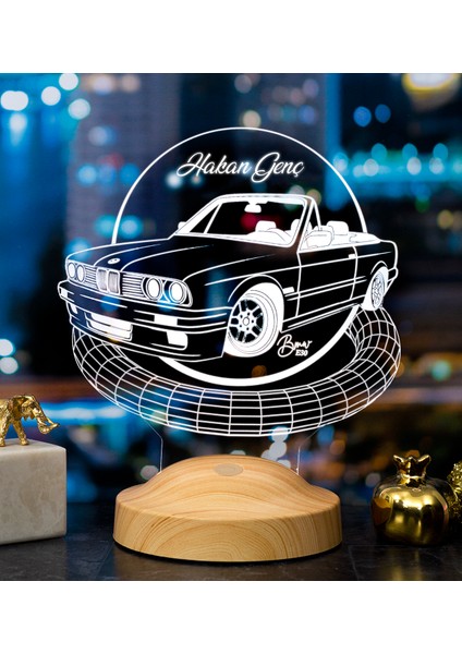Babaya Hediye Klasik Bmw E30 Cabrio, Bmw Logolu Hediye 3D LED Lamba fırsatları