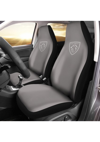 Peugeot Partner Araca Özel Oto Koltuk Kılıfı Pro - Gri Yeni Logolu ( Yeni Tasarım - Yeni Fit Kalıp )