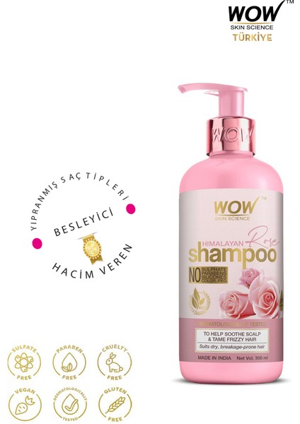 Hint Gülü Şampuanı-%93,4 Doğal Içerik-Gül Hidrosolü, Badem ve Argan Yağı 300ML