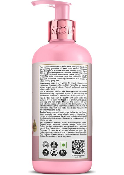 Hint Gülü Şampuanı-%93,4 Doğal Içerik-Gül Hidrosolü, Badem ve Argan Yağı 300ML