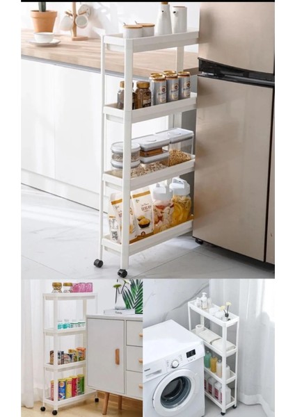 Plastik 4 Katlı Beyaz Mutfak Rafı Çok Amaçlı Düzenleyici