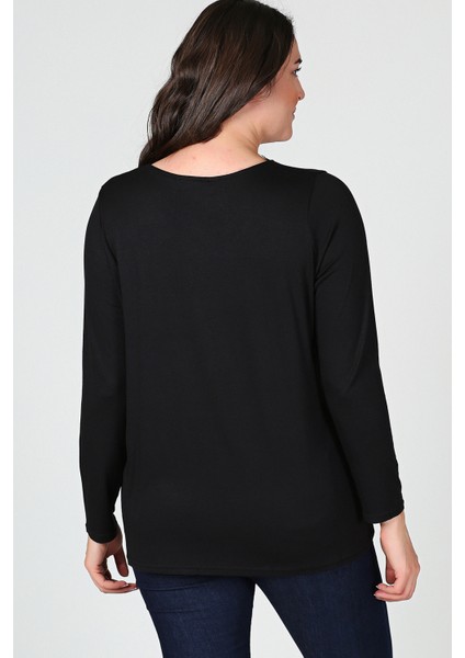 Yaka Dantel Detaylı Uzun Kol Bluz Siyah fırsatları