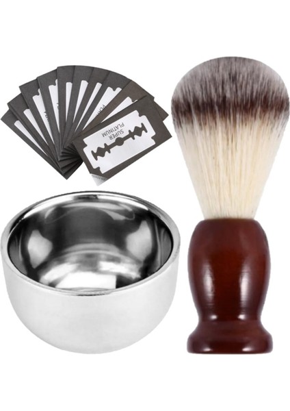 Shave F5 Tıraş Fırçası + Kase + 20 Adet Platinum Yaprak Jilet