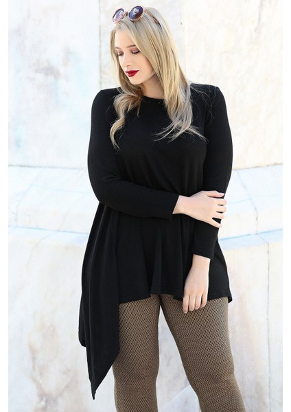 Etek Verev Uç Uzun Kol Tunik Siyah fiyatları