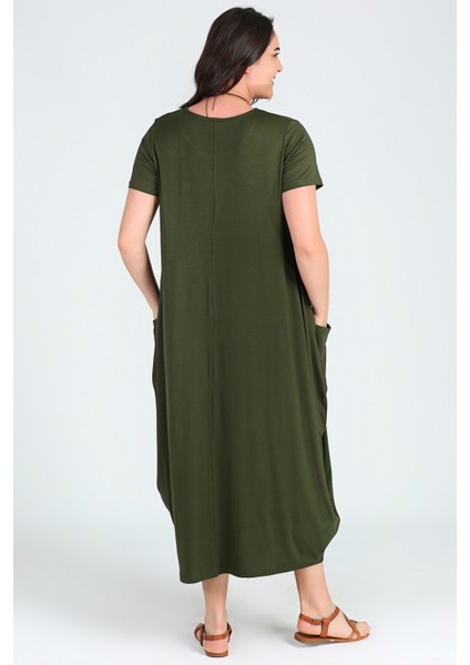 Jumbo Kısa Kol Elbise Haki fırsatları