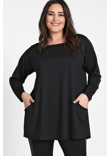 Cepli Parçalı Tunik Siyah