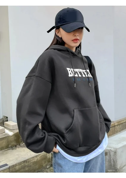 Kadın Better Baskılı Oversize Sweatshirt