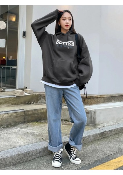 Kadın Better Baskılı Oversize Sweatshirt