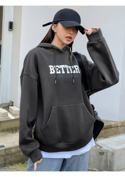 Kadın Better Baskılı Oversize Sweatshirt indirimleri