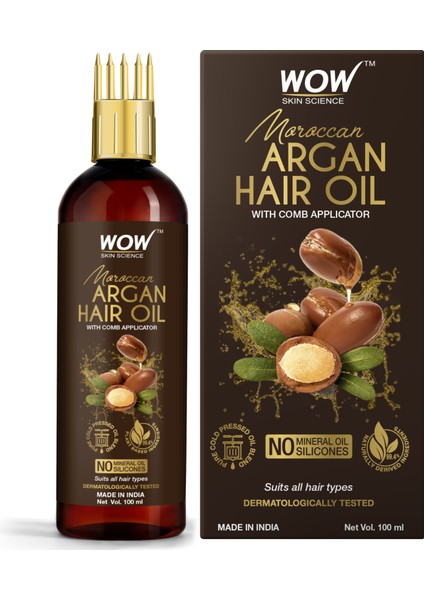Fas Argan Saç Yağı Tarak Aplikatörlü-%99,4 Doğal Içerik-Soğuk Sıkım 100ML