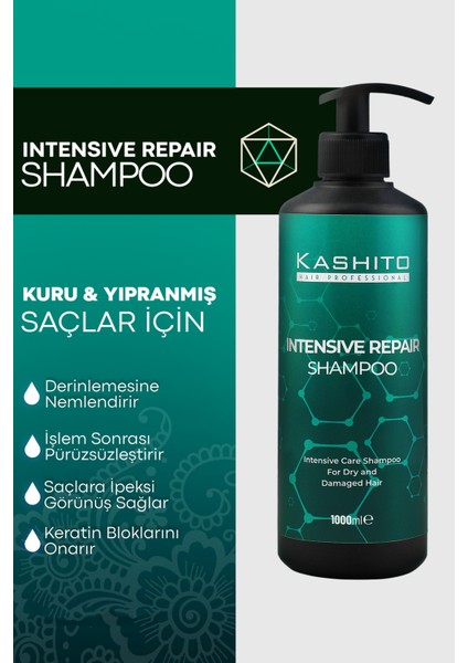 Kuru ve Yıpranmış Saçlar İçin Yoğun Bakım Intensive Repair Şampuan 1000 ml