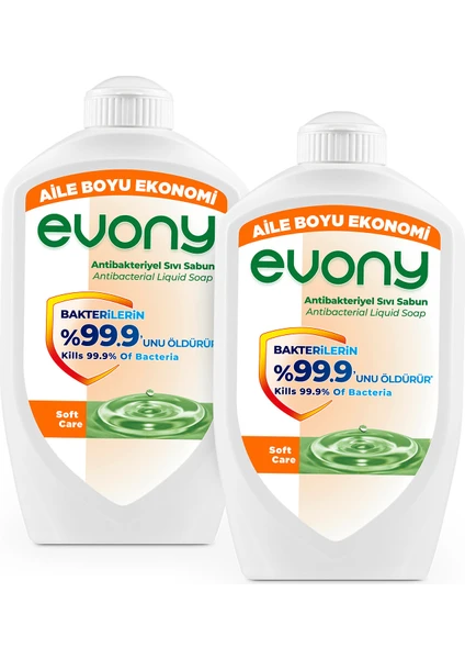 Evony Antibakteriyel Sıvı Sabun Soft Care 1500ml 2 Adet