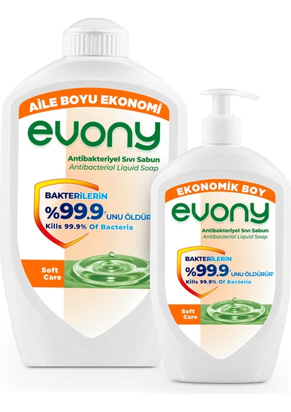 Evony Antibakteriyel Sıvı Sabun Soft Care 1500ml + 700ml