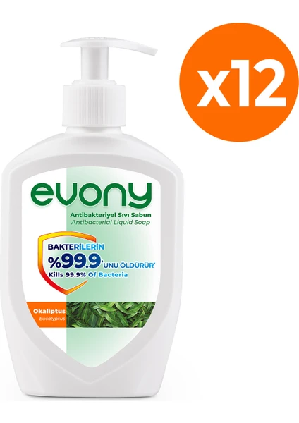 Evony Antibakteriyel Sıvı Sabun Okaliptus 300ml 12 Adet (1 koli)