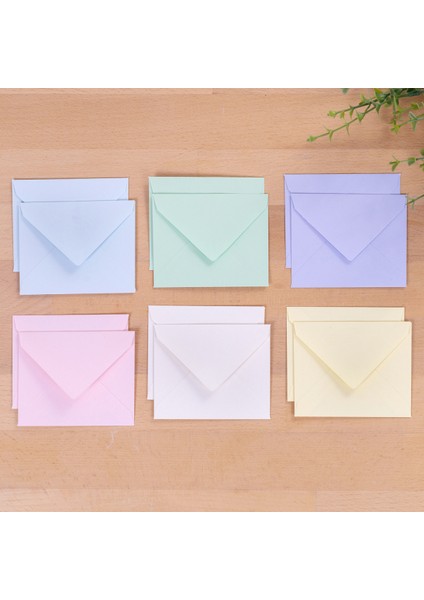 Minik zarf seti, 7x9 cm 12 adet (Açık Sarı-Su Yeşili-Açık Mavi-Krem-Lila-Açık Pembe)