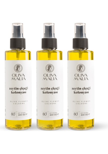 Zeytin Çiçeği Kolonyası 200 ml Sprey Kapaklı Şişe x 3 Adet