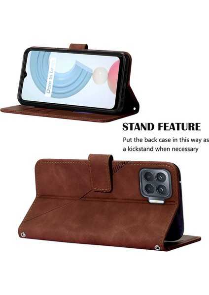 A93 4g / F17 Pro / Reon4 F / Reon4 Lite Için Kabartmalı Pu Deri Stand Cüzdan Telefon Kılıfı - Kahverengi (Yurt Dışından) fiyatları