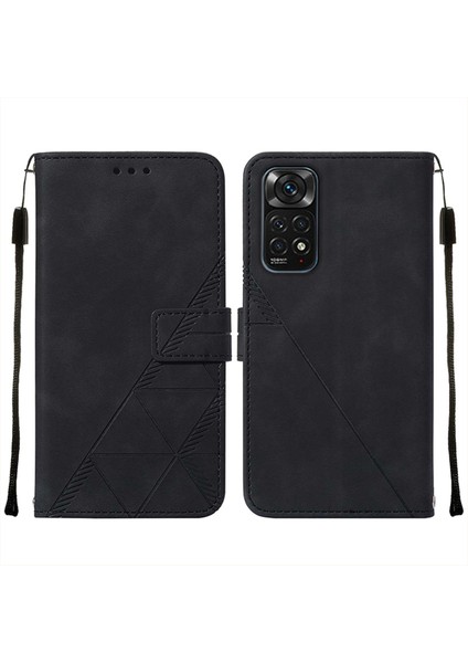 Redmi Note 11S / NOTE11 4g Için Kabartmalı Pu Deri Stand Cüzdan Telefon Kılıfı - Siyah (Yurt Dışından)