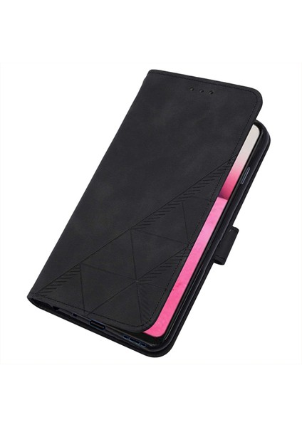 Redmi Note 11S / NOTE11 4g Için Kabartmalı Pu Deri Stand Cüzdan Telefon Kılıfı - Siyah (Yurt Dışından)