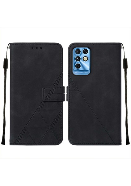 Note 10 / Note 11I Için Kabartmalı Pu Deri Stand Cüzdan Telefon Kılıfı - Siyah (Yurt Dışından)