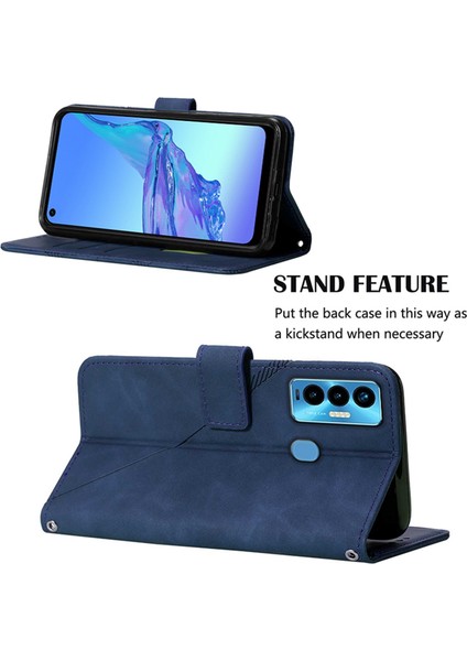 Camon 18I Için Kabartmalı Pu Deri Stand Cüzdan Telefon Kılıfı - Mavi (Yurt Dışından) fiyatları