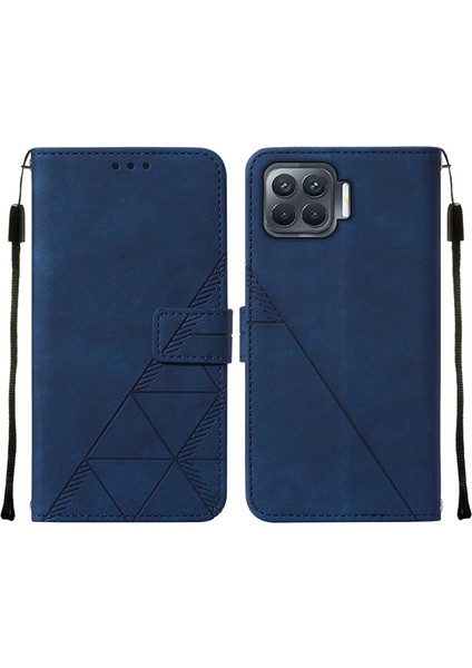 A93 4g / F17 Pro / Reon4 F / Reon4 Lite Için Kabartmalı Pu Deri Stand Cüzdan Telefon Kılıfı - Mavi (Yurt Dışından)