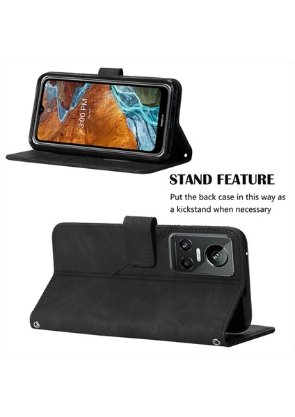 Gt Neo 3 Için Kabartmalı Pu Deri Stand Cüzdan Telefon Kılıfı - Siyah (Yurt Dışından) fiyatları