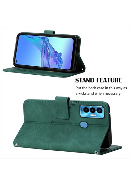 Camon 18I Için Kabartmalı Pu Deri Stand Cüzdan Telefon Kılıfı - Yeşil (Yurt Dışından) fiyatları