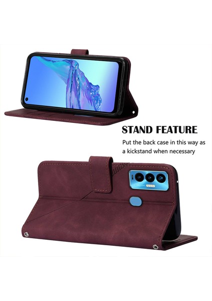 Camon 18I Için Kabartmalı Pu Deri Stand Cüzdan Telefon Kılıfı - Kırmızı (Yurt Dışından) fiyatları