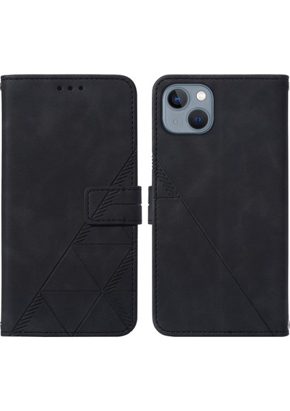 iPhone 13 Mini Için Kabartmalı Pu Deri Stand Cüzdan Telefon Kılıfı - Siyah (Yurt Dışından) fiyatları